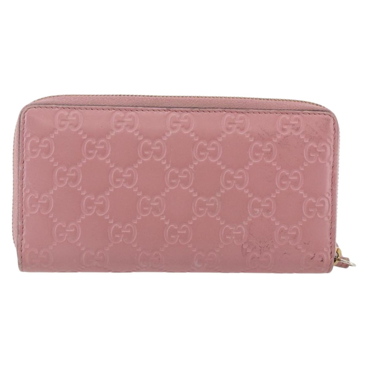 GUCCI GG Canvas Guccissima Long Wallet Leather Pink 410102 203887 Auth bs29790