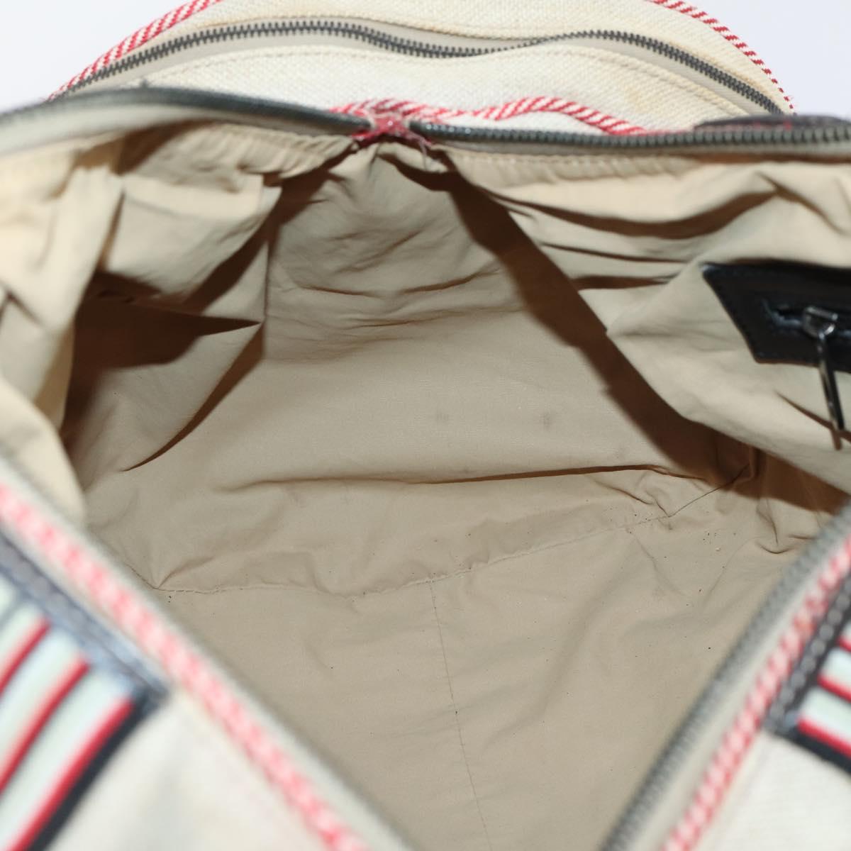 BOTTEGAVENETA Boston Bag Canvas Leather 2way Beige Auth bs29791