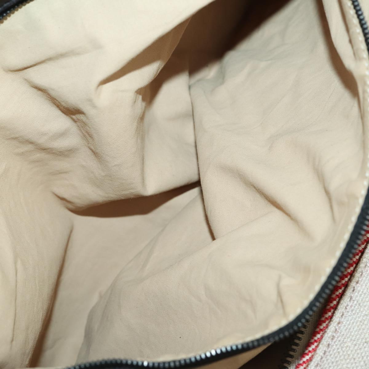 BOTTEGAVENETA Boston Bag Canvas Leather 2way Beige Auth bs29791