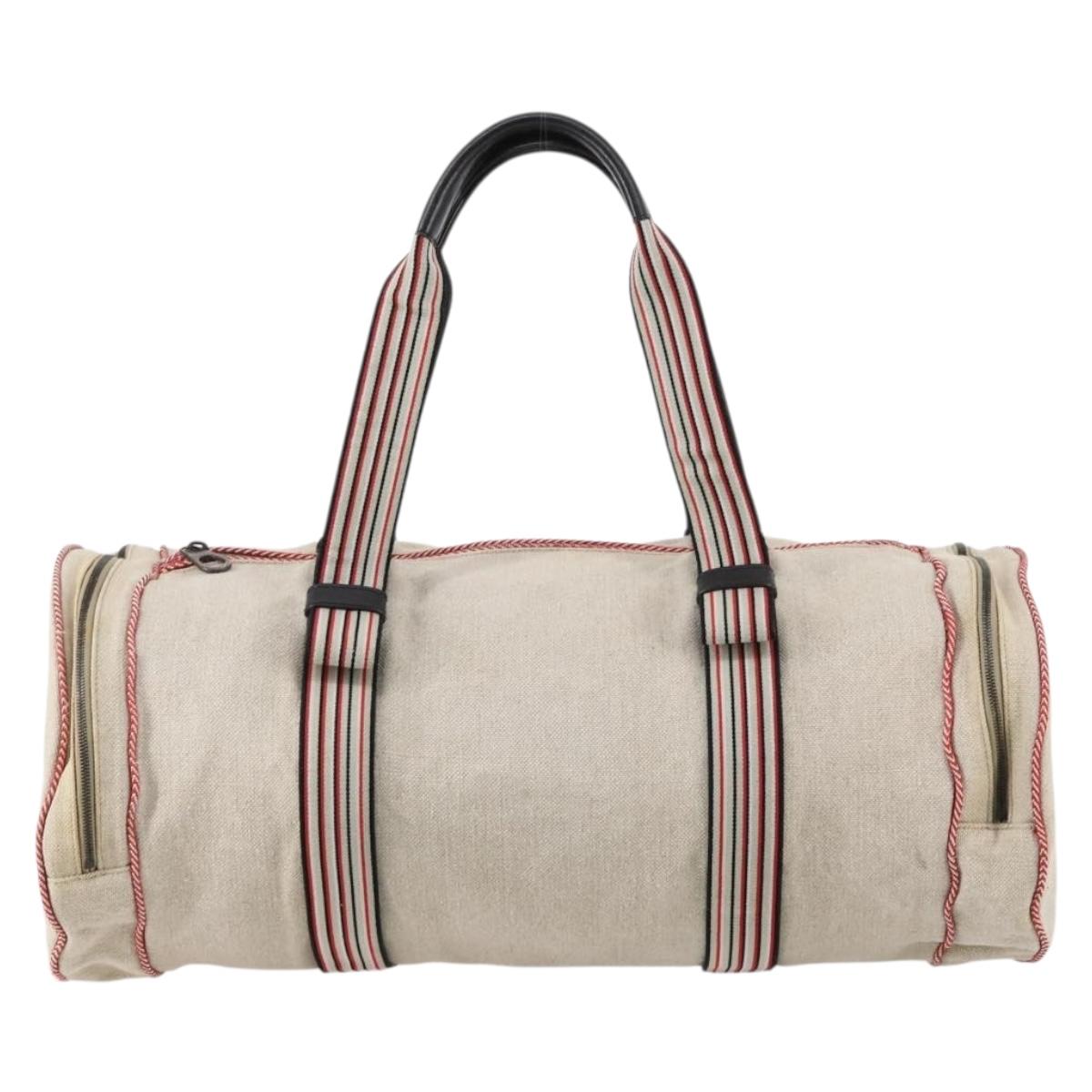 BOTTEGAVENETA Boston Bag Canvas Leather 2way Beige Auth bs29791