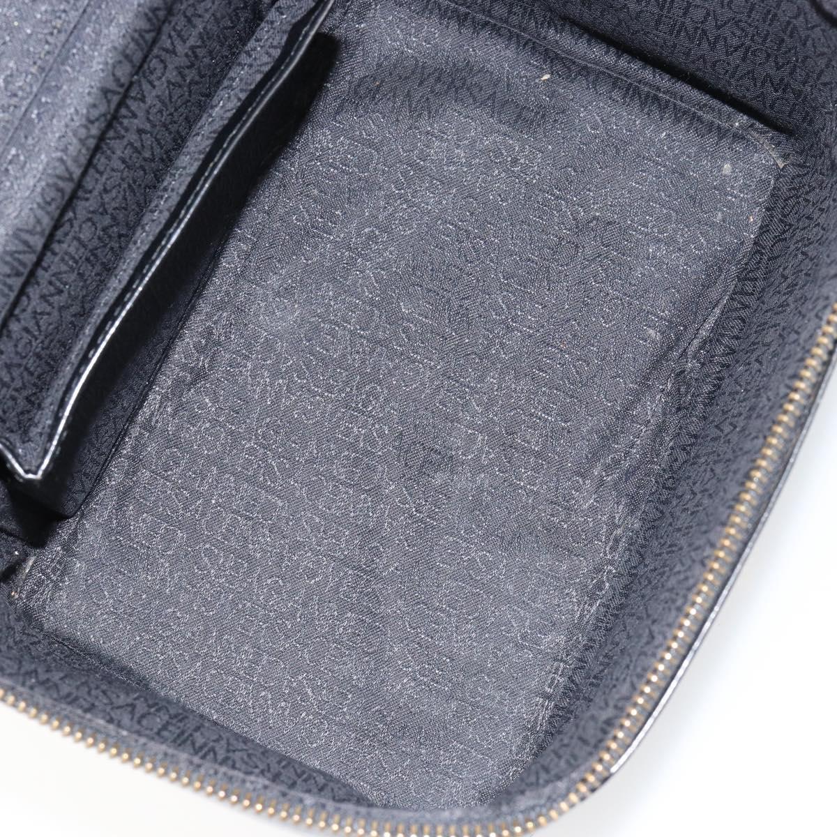 Gianni Versace Vanity Bag Leather Black Gold Auth bs29792