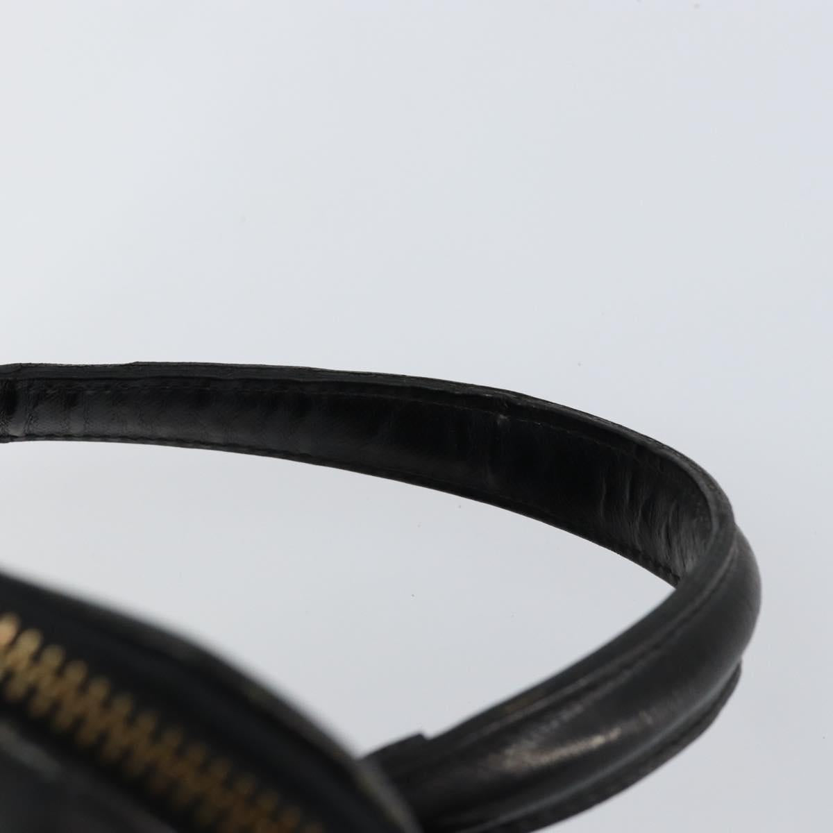 Gianni Versace Vanity Bag Leather Black Gold Auth bs29792