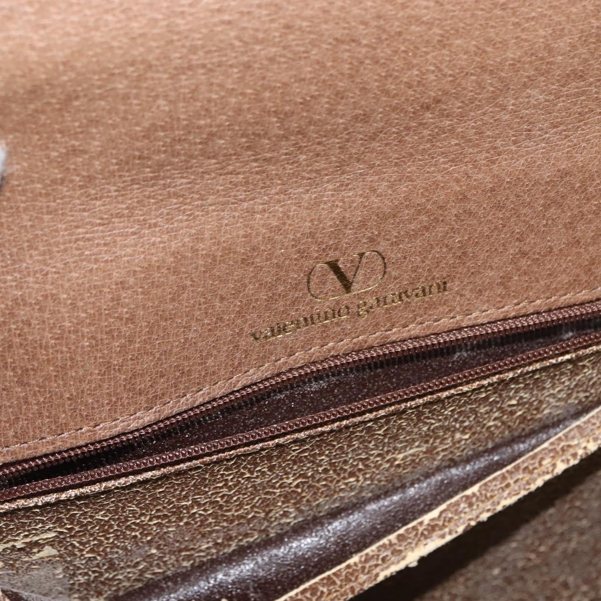 VALENTINO Hand Bag Leather 2way Brown Gold Auth bs29793