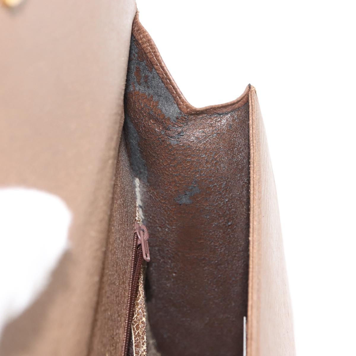 VALENTINO Hand Bag Leather 2way Brown Gold Auth bs29793