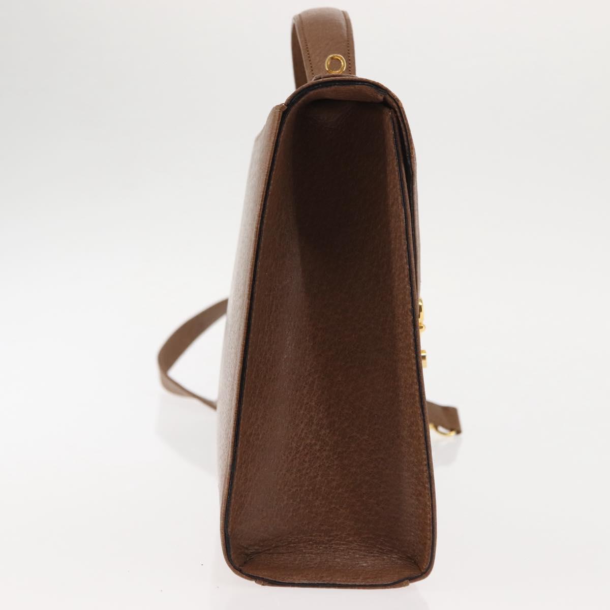 VALENTINO Hand Bag Leather 2way Brown Gold Auth bs29793