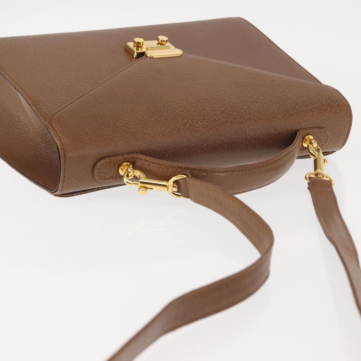 VALENTINO Hand Bag Leather 2way Brown Gold Auth bs29793