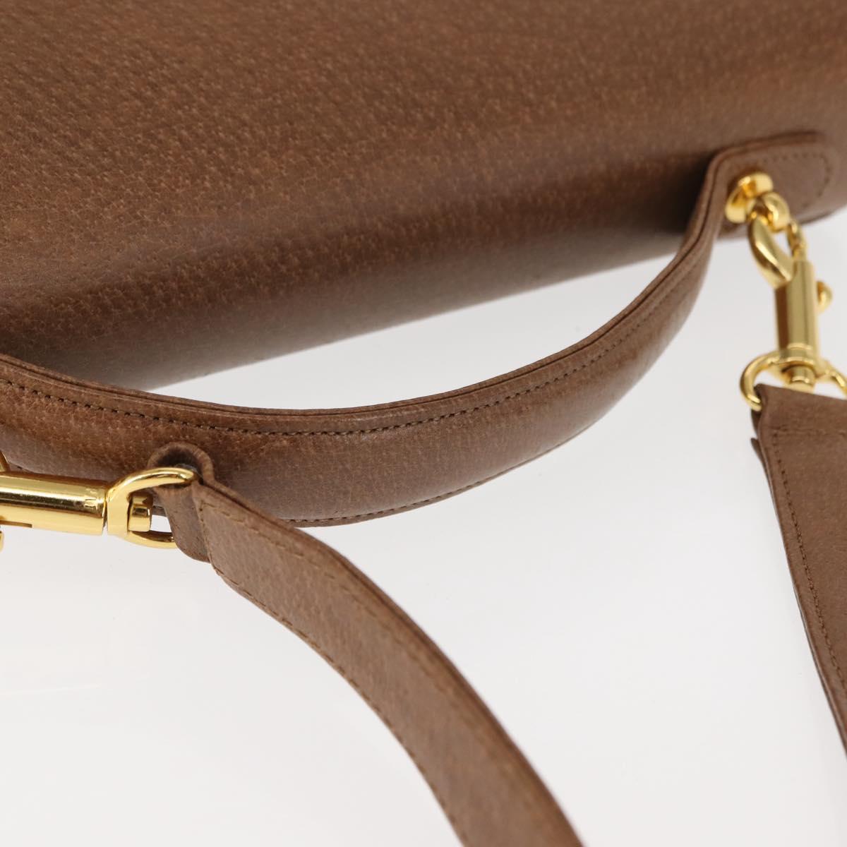 VALENTINO Hand Bag Leather 2way Brown Gold Auth bs29793