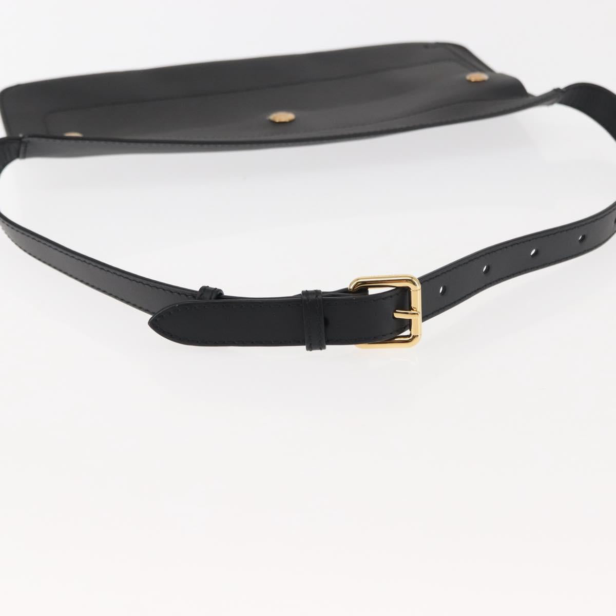 BURBERRY Waist Bag Leather Black Gold Auth bs29795