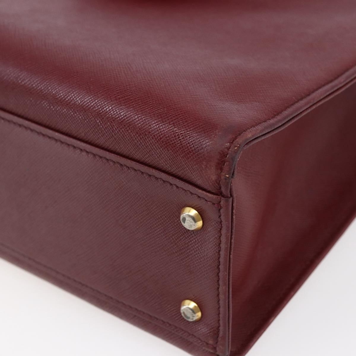 BURBERRY Tote Bag Leather Bordeaux Gold Auth bs29796