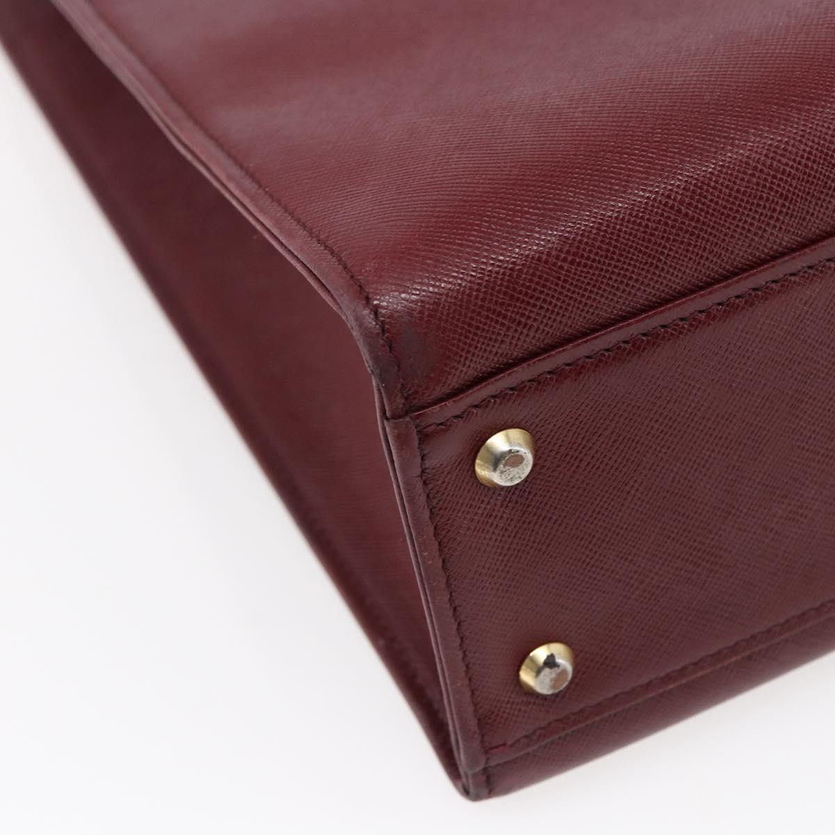 BURBERRY Tote Bag Leather Bordeaux Gold Auth bs29796