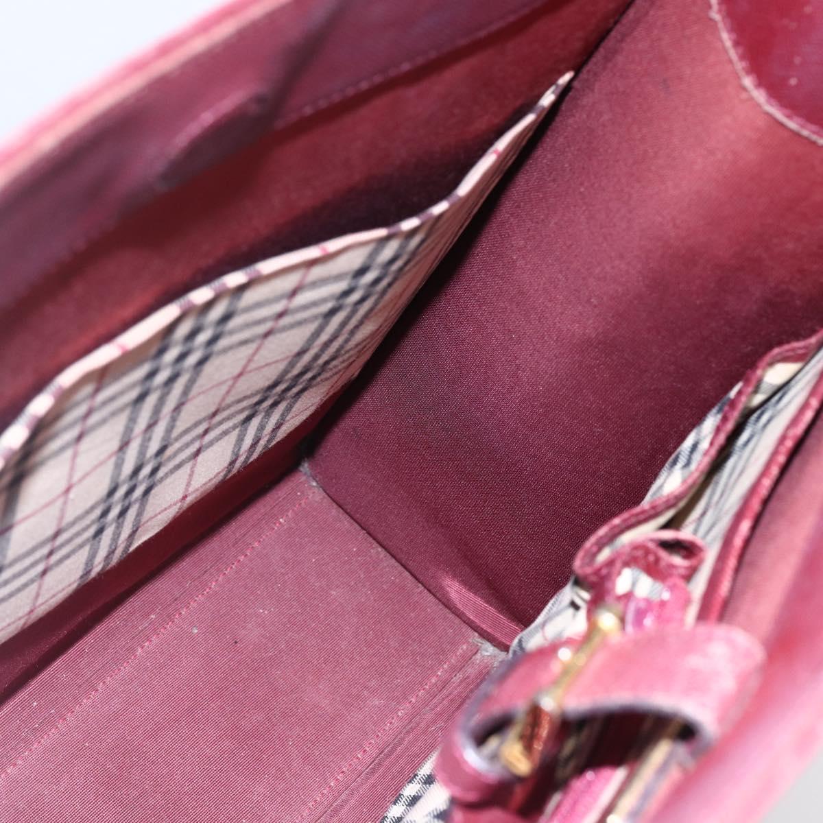 BURBERRY Tote Bag Leather Bordeaux Gold Auth bs29796