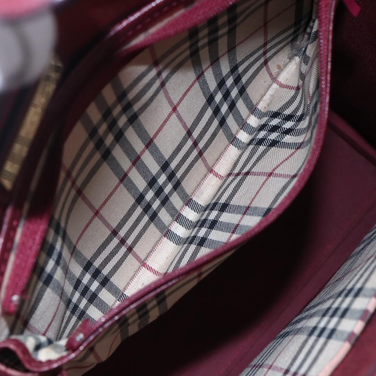 BURBERRY Tote Bag Leather Bordeaux Gold Auth bs29796
