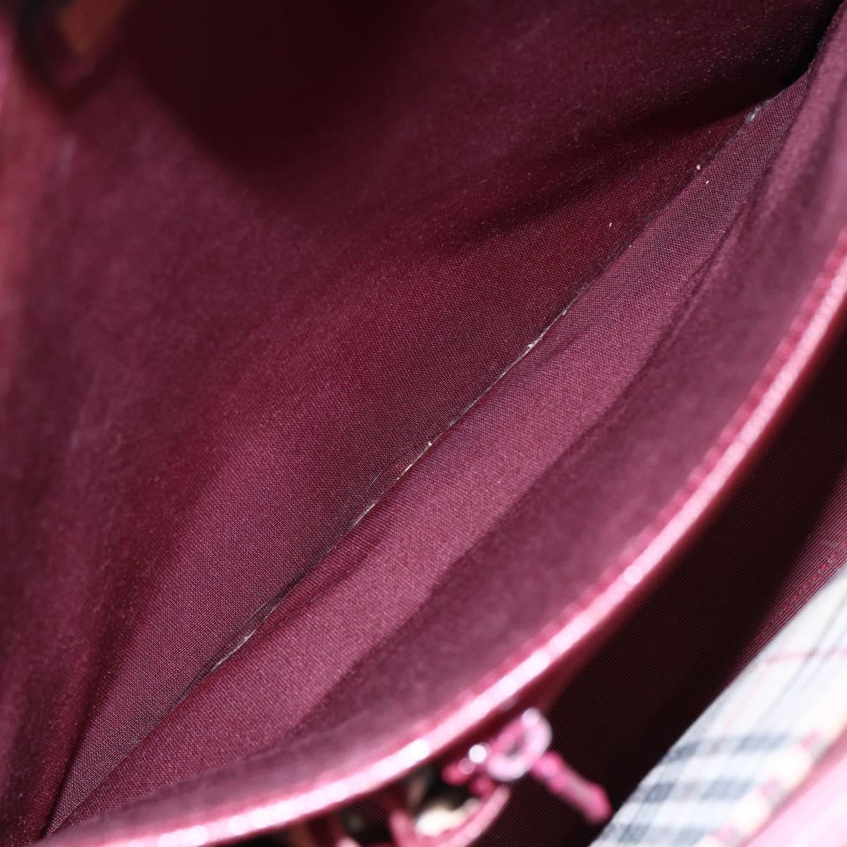 BURBERRY Tote Bag Leather Bordeaux Gold Auth bs29796