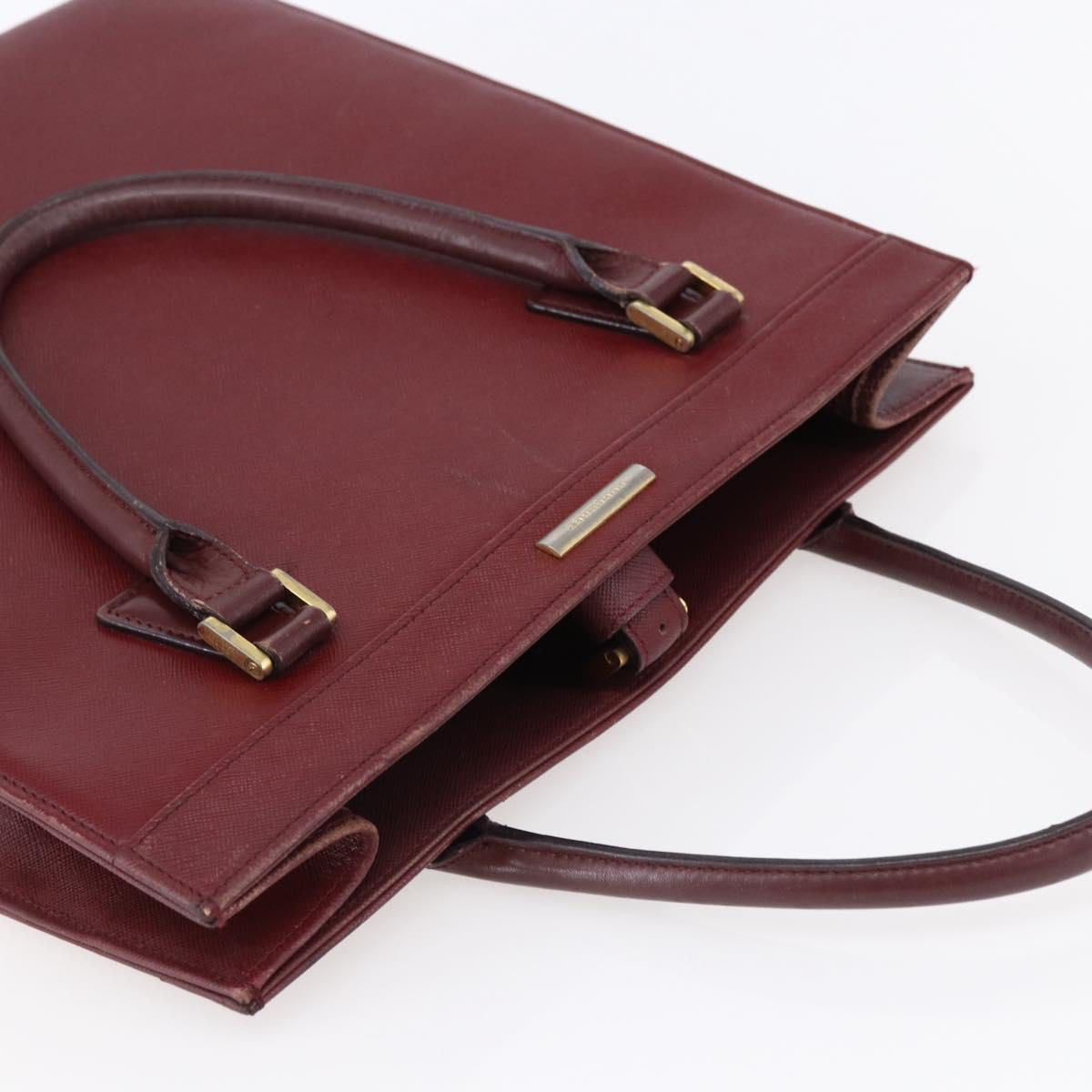 BURBERRY Tote Bag Leather Bordeaux Gold Auth bs29796