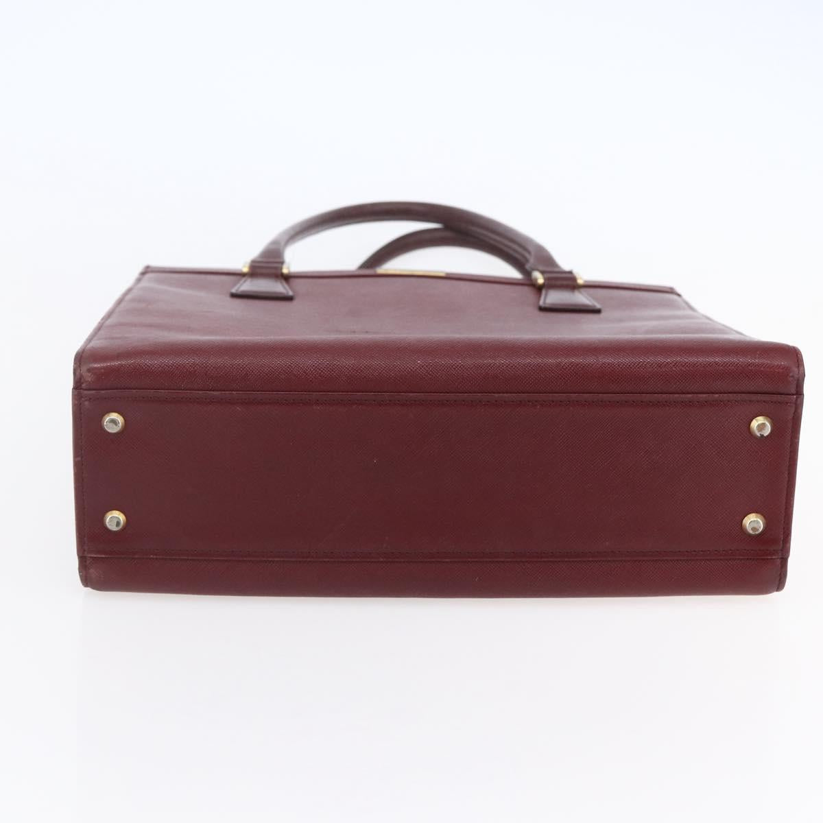 BURBERRY Tote Bag Leather Bordeaux Gold Auth bs29796