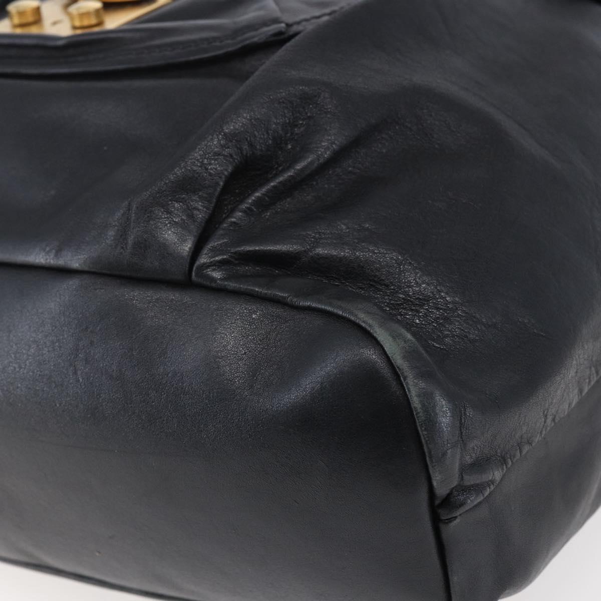 Miu Miu Tote Bag Leather 2way Black Gold Auth bs29797