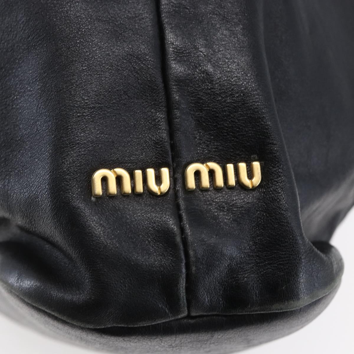 Miu Miu Tote Bag Leather 2way Black Gold Auth bs29797