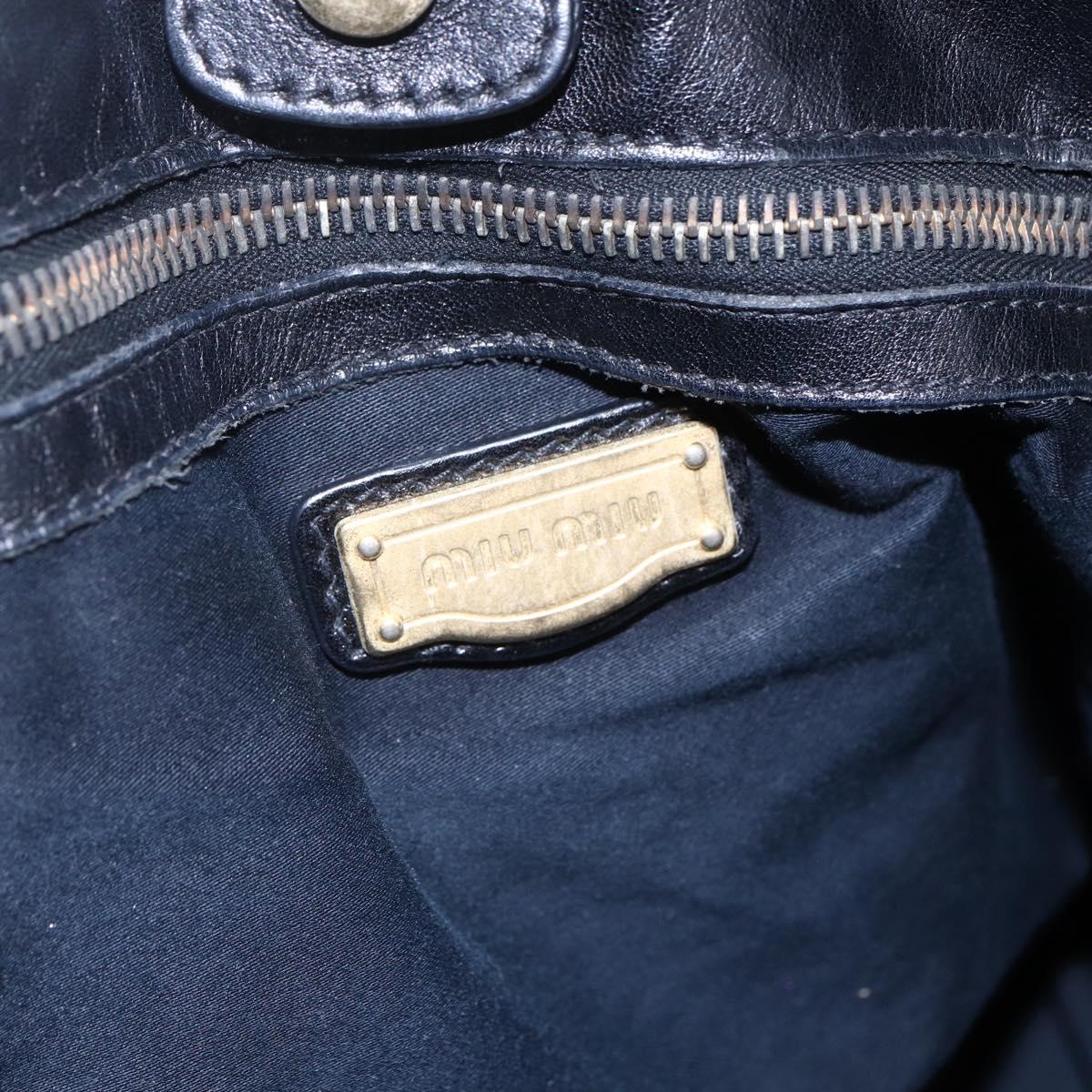 Miu Miu Tote Bag Leather 2way Black Gold Auth bs29797