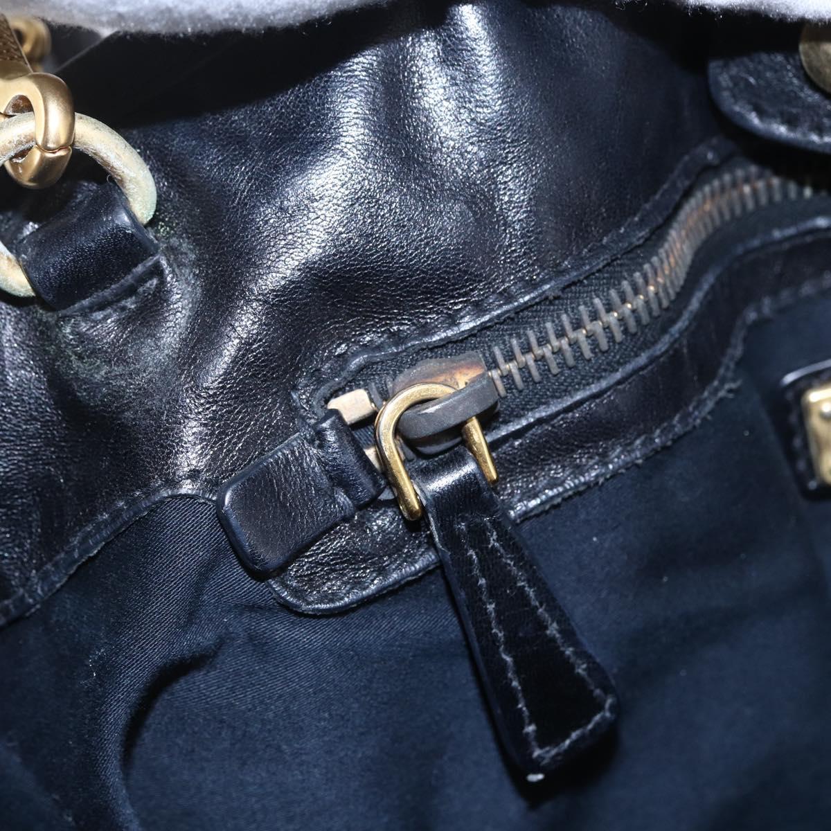 Miu Miu Tote Bag Leather 2way Black Gold Auth bs29797