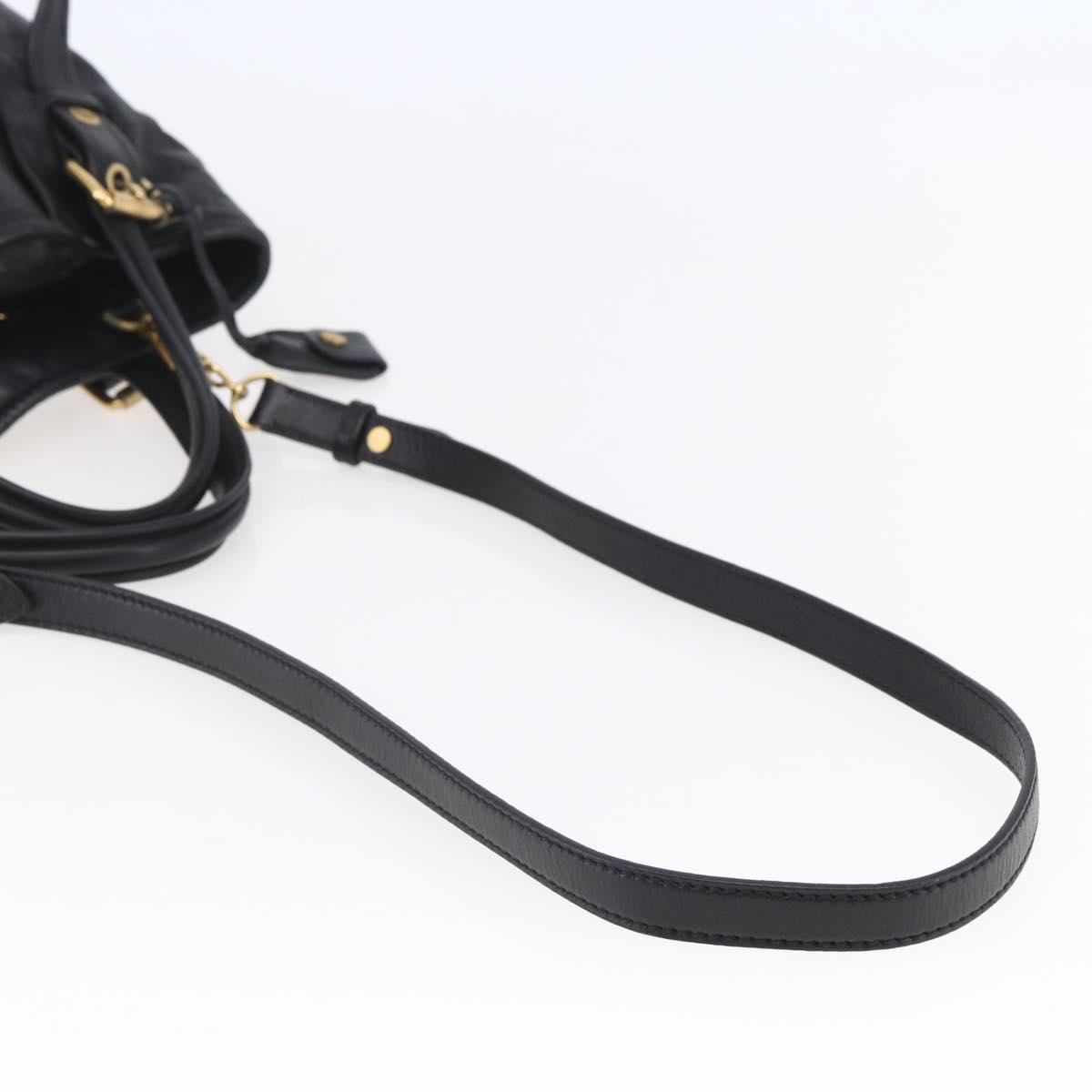 Miu Miu Tote Bag Leather 2way Black Gold Auth bs29797