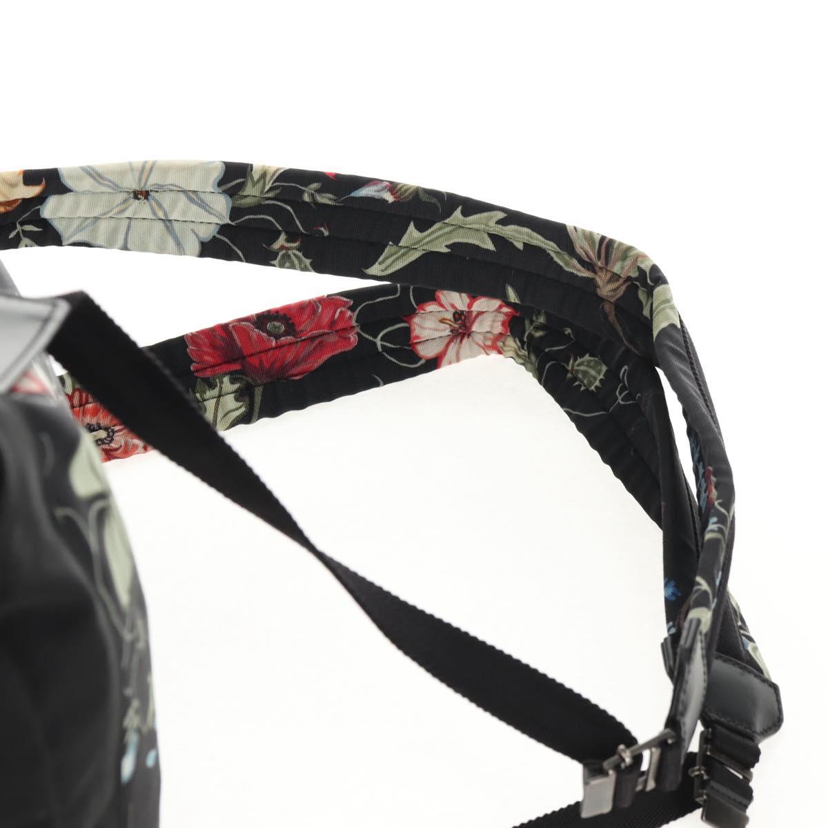 GUCCI flora Backpack Canvas Black Silver 353476 Auth bs29799