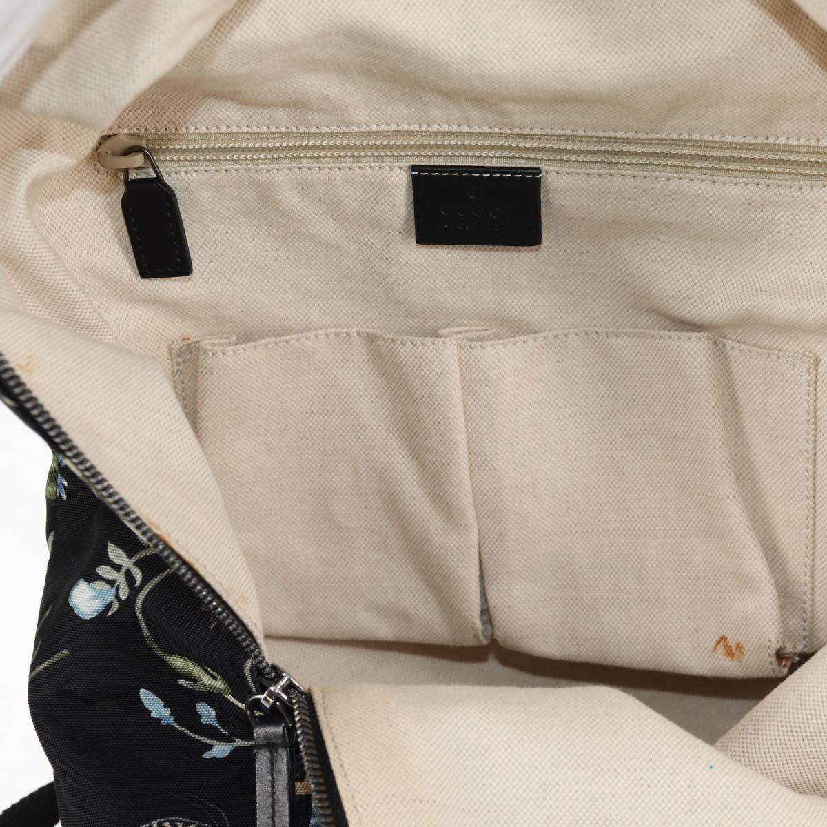 GUCCI flora Backpack Canvas Black Silver 353476 Auth bs29799
