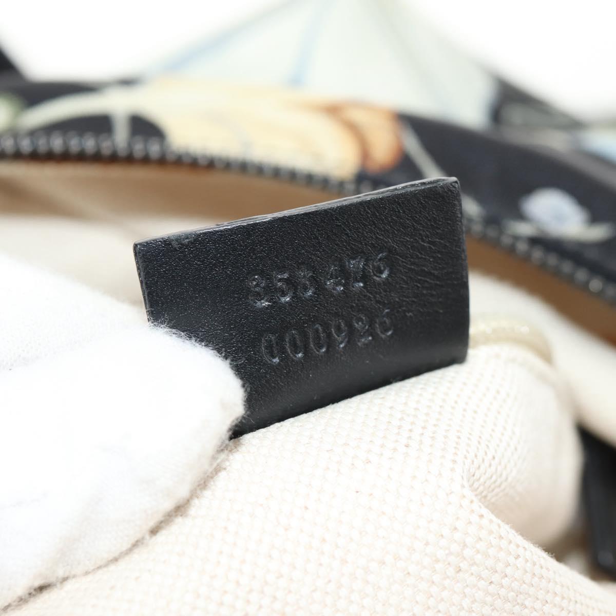 GUCCI flora Backpack Canvas Black Silver 353476 Auth bs29799