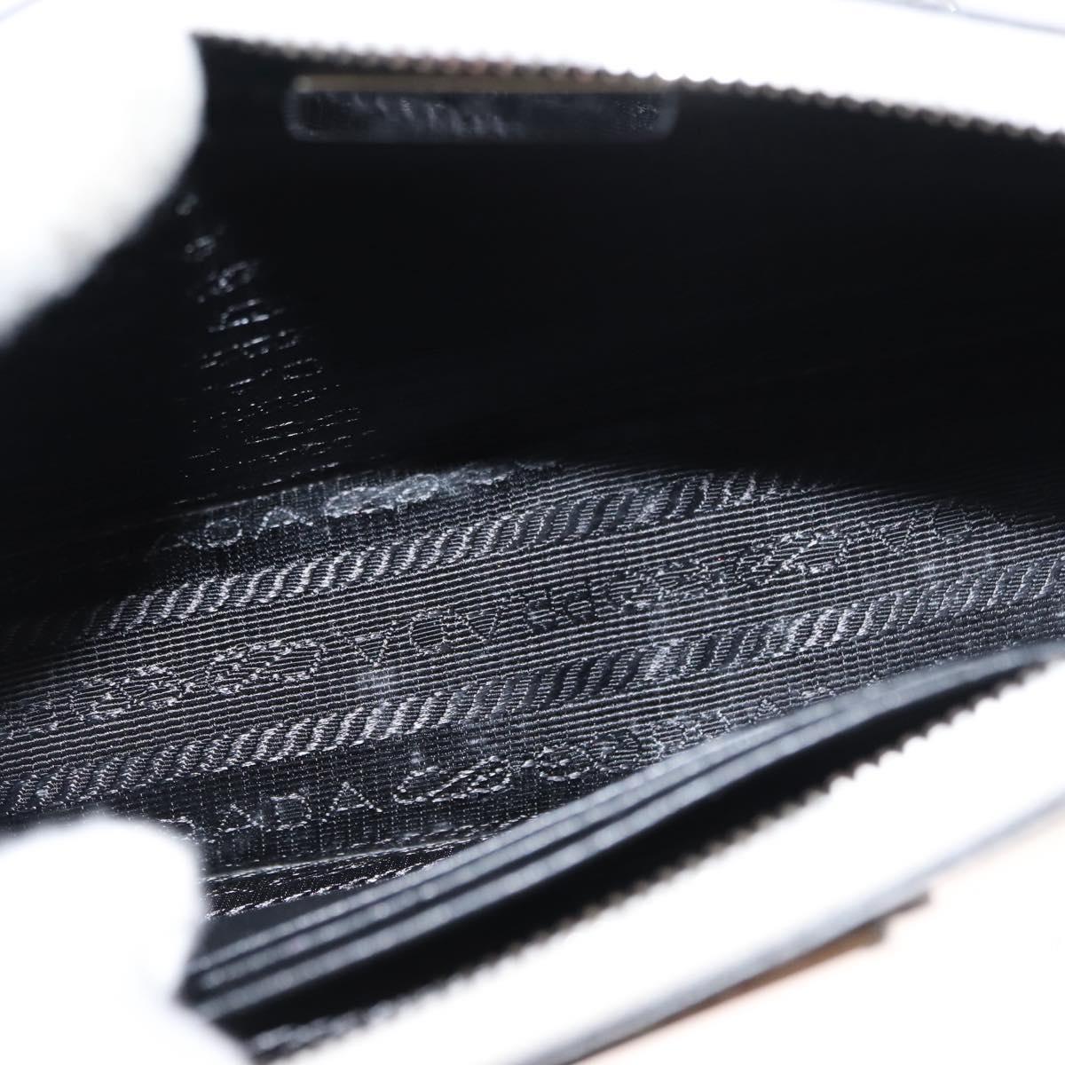 PRADA Chain Shoulder Bag Safiano leather White Silver Auth bs29803