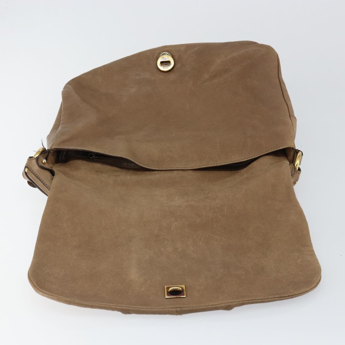 Salvatore Ferragamo Vala Shoulder Bag Leather Brown Gold Auth bs29808