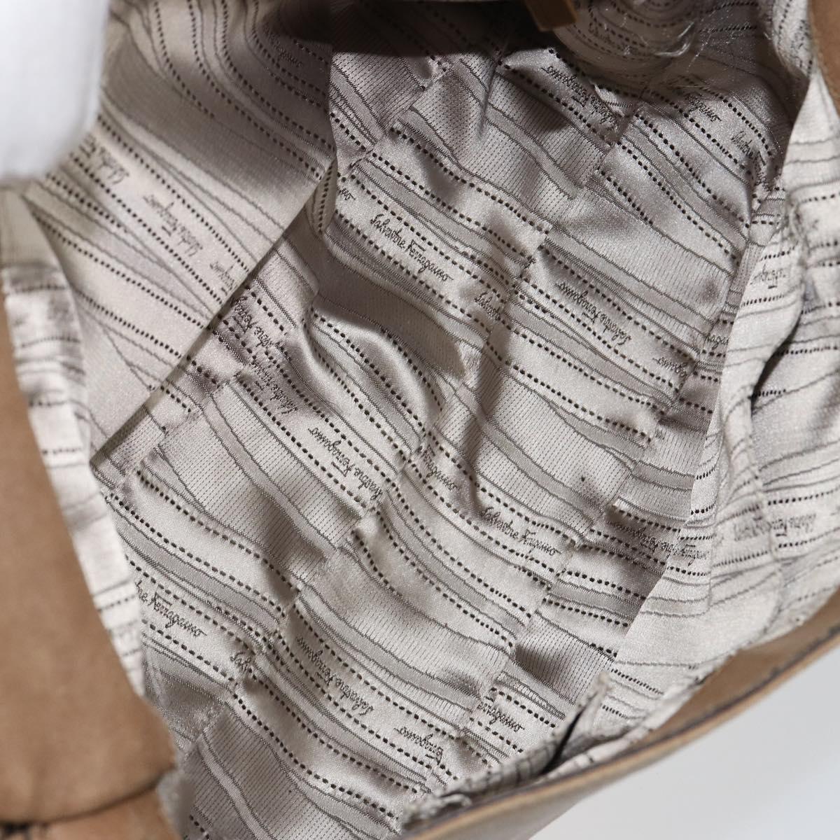 Salvatore Ferragamo Vala Shoulder Bag Leather Brown Gold Auth bs29808