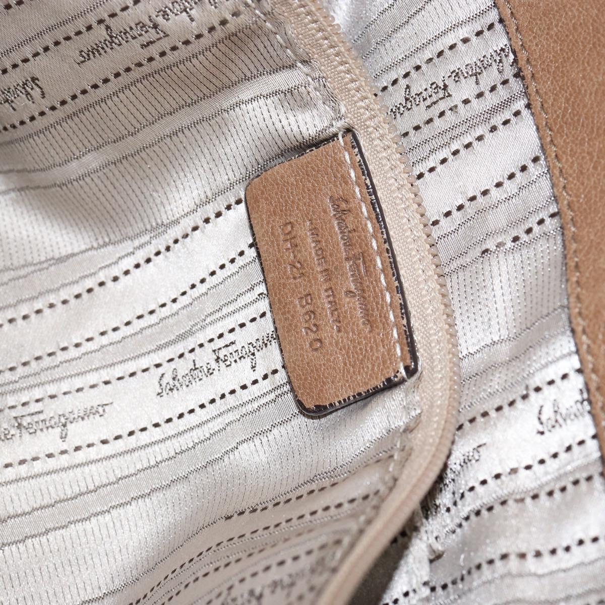 Salvatore Ferragamo Vala Shoulder Bag Leather Brown Gold Auth bs29808