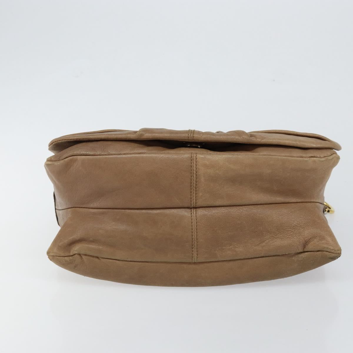 Salvatore Ferragamo Vala Shoulder Bag Leather Brown Gold Auth bs29808