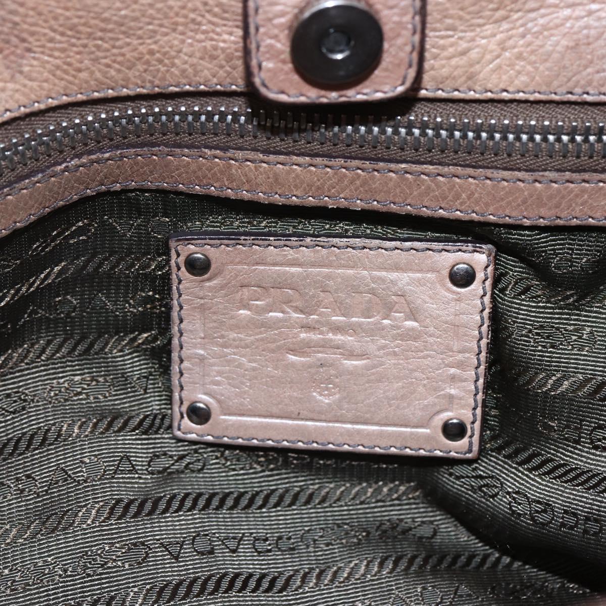 PRADA Shoulder Bag Leather Beige Silver Auth bs29809