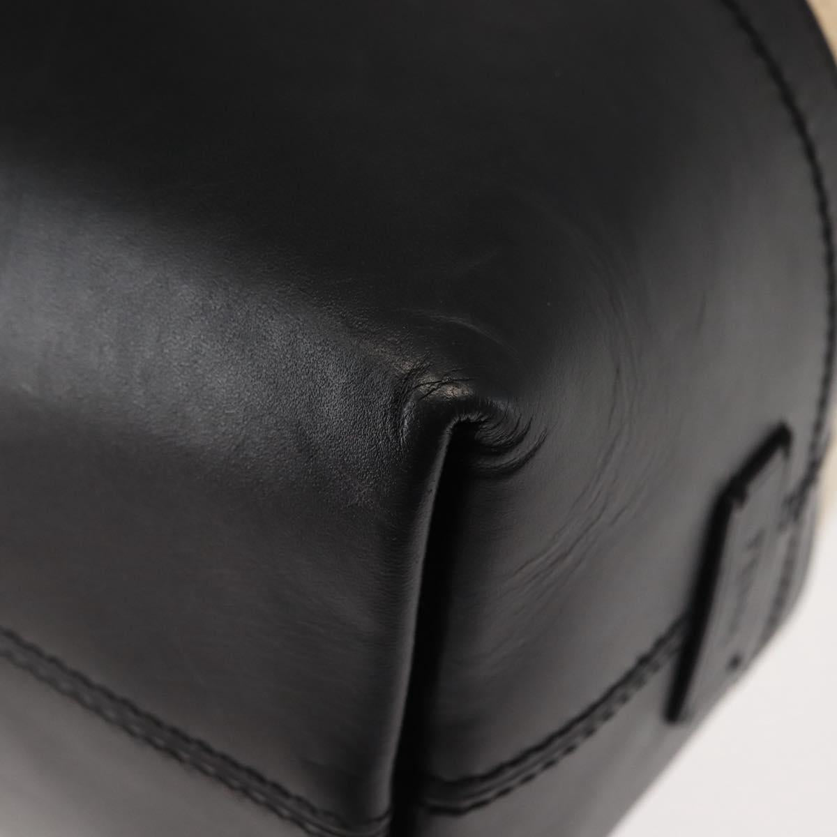 FENDI Pecan Canvas Tote Bag Canvas Leather Beige Black gold Auth bs29810