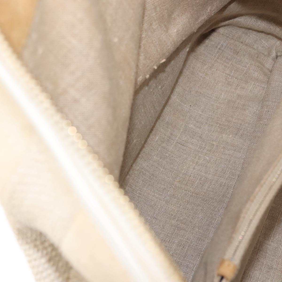 FENDI Pecan Canvas Tote Bag Canvas Leather Beige Black gold Auth bs29810