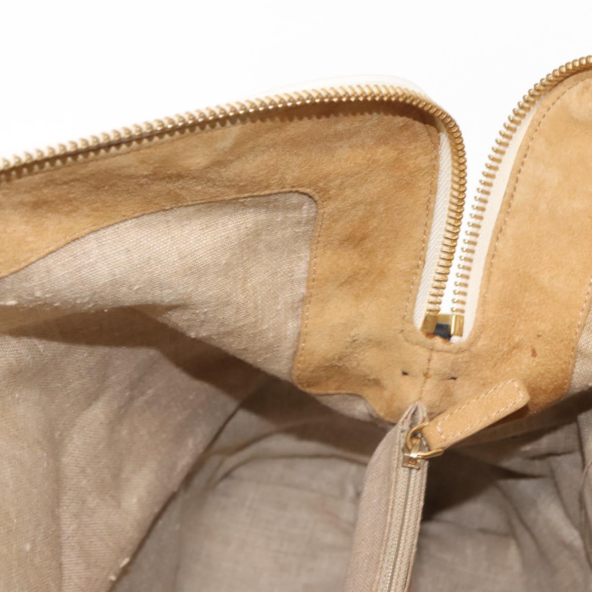 FENDI Pecan Canvas Tote Bag Canvas Leather Beige Black gold Auth bs29810