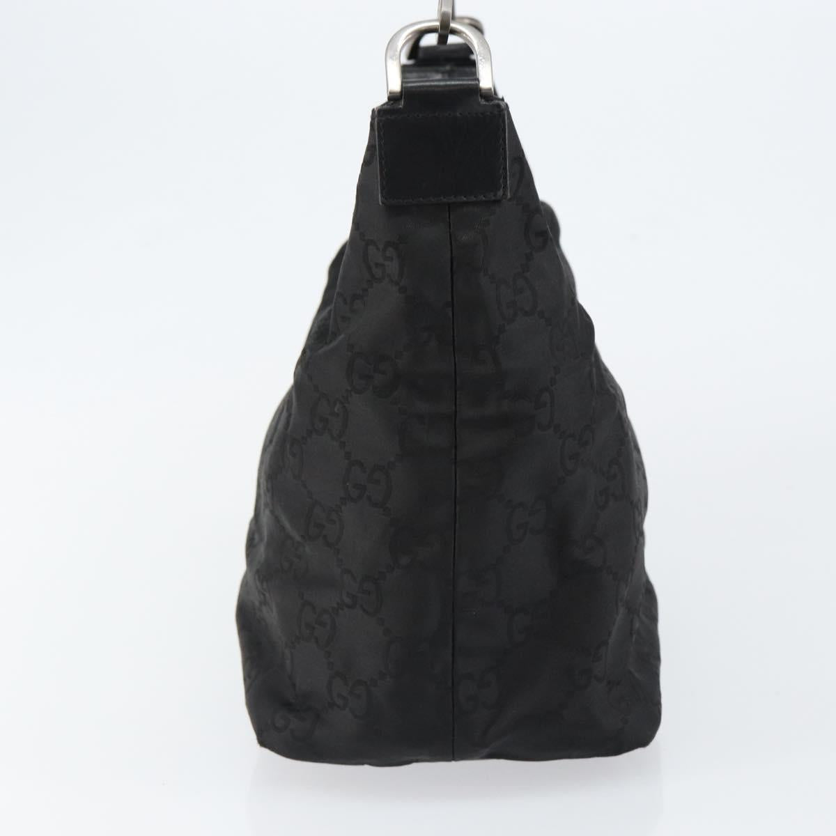 GUCCI Bamboo GG Canvas Shoulder Bag Nylon Black Gold 000 0531 Auth bs29811