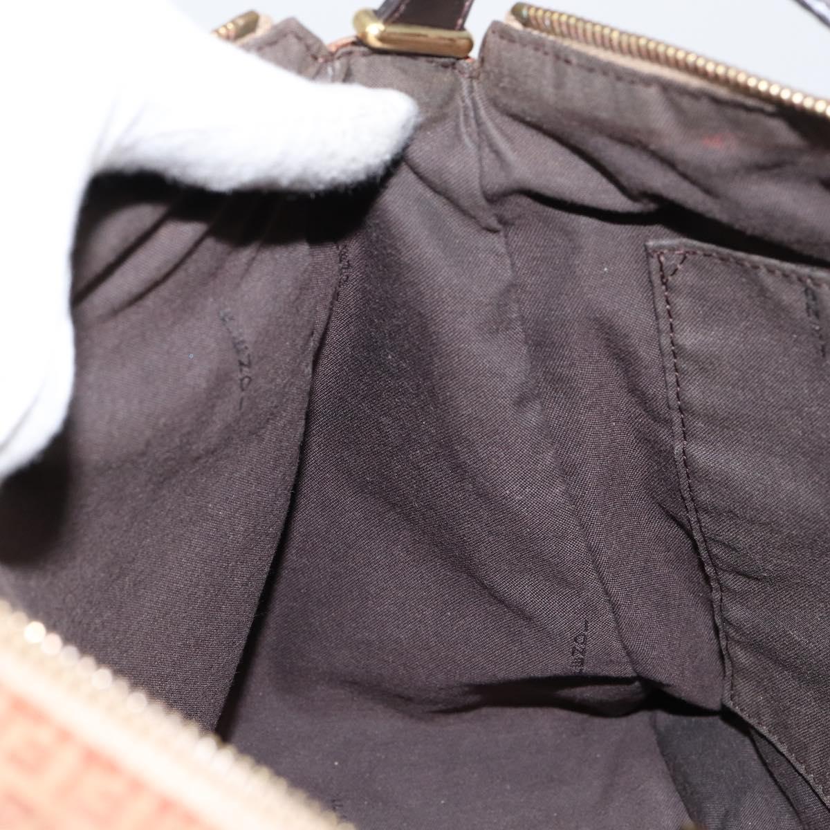 FENDI Zucchino Canvas Mamma Baguette Shoulder Bag Nylon Beige Gold Auth bs29812