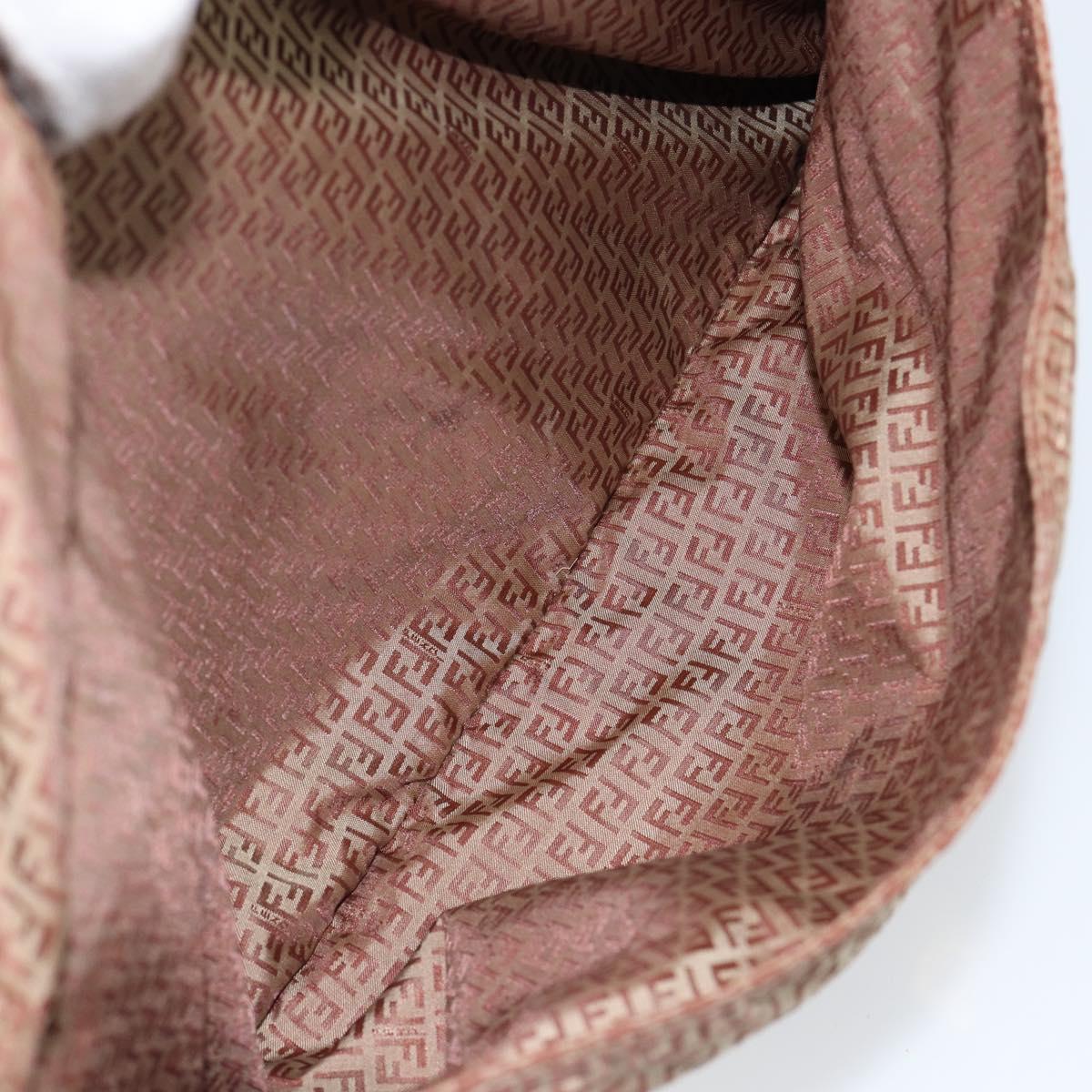 FENDI Zucchino Canvas Mamma Baguette Shoulder Bag Nylon Beige Gold Auth bs29812