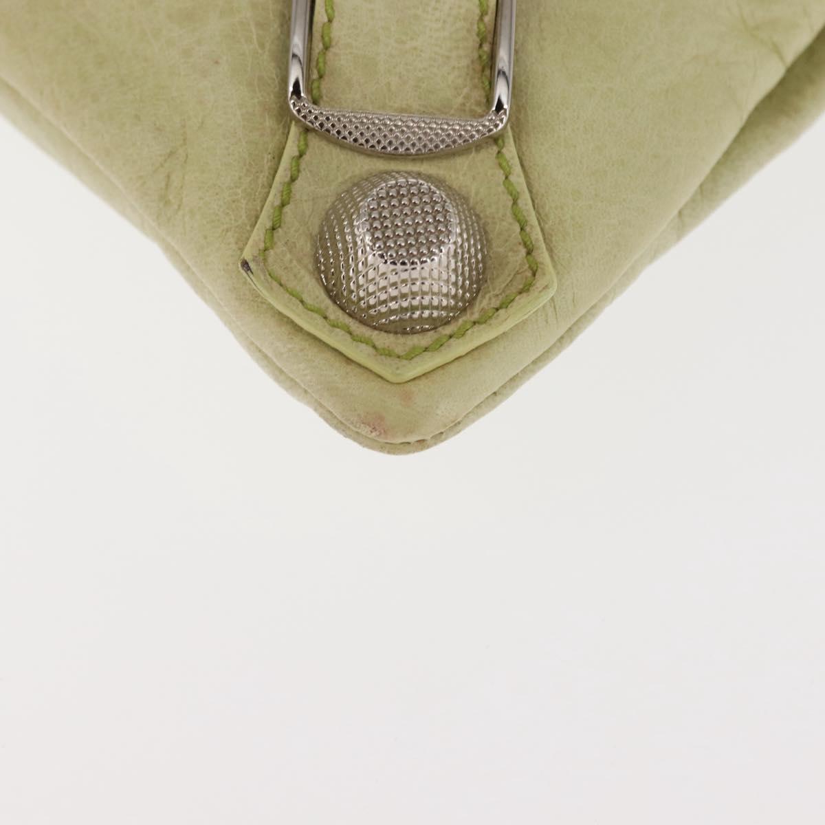 BALENCIAGA The Giant Envelope Bag Leather Silver Light Green 186182 Auth bs29813