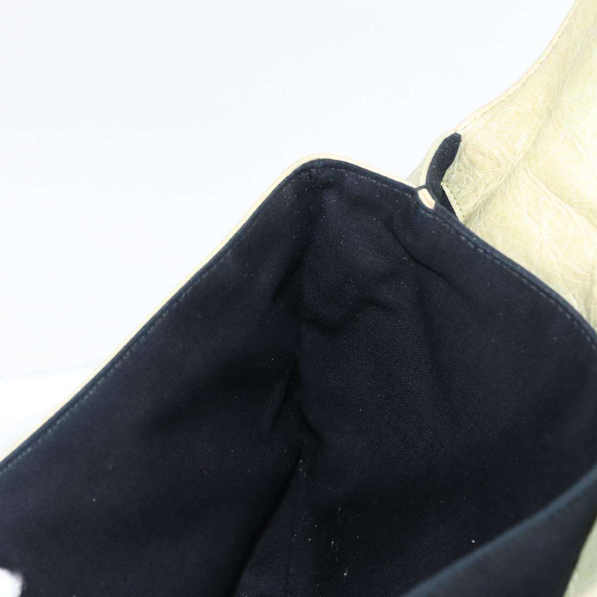 BALENCIAGA The Giant Envelope Bag Leather Silver Light Green 186182 Auth bs29813