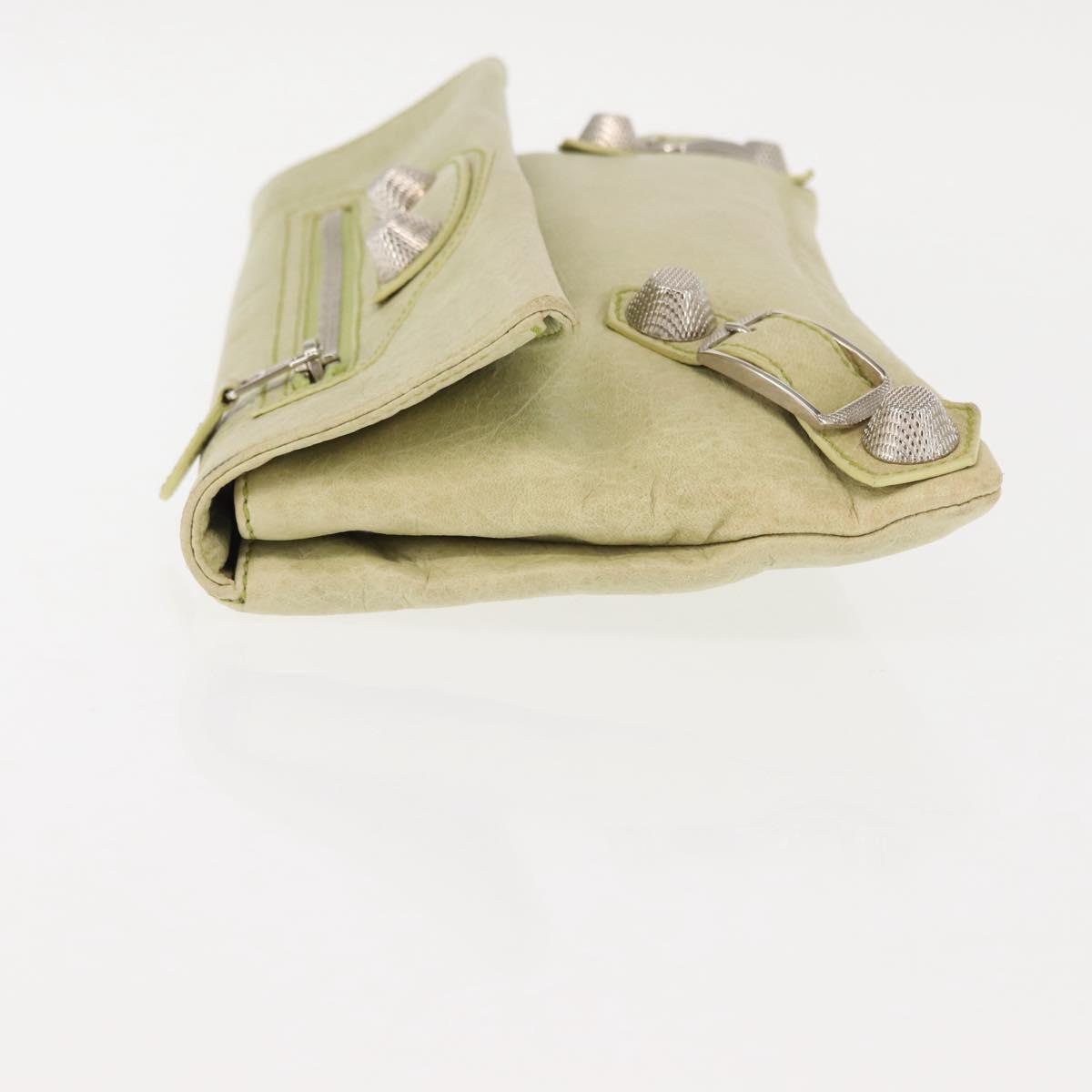 BALENCIAGA The Giant Envelope Bag Leather Silver Light Green 186182 Auth bs29813