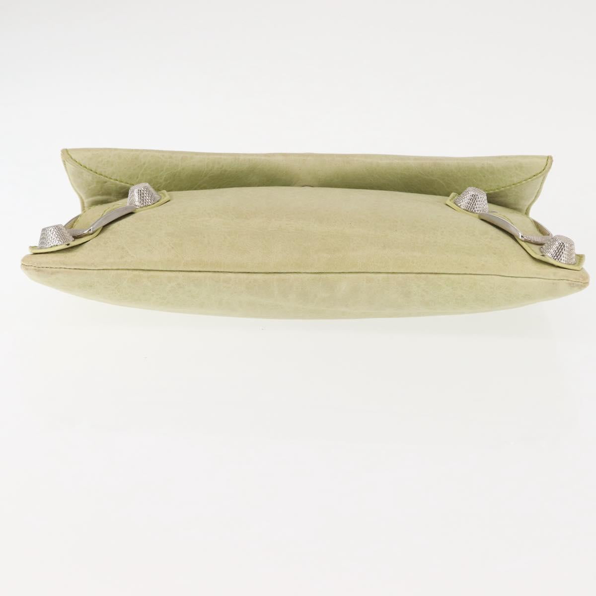 BALENCIAGA The Giant Envelope Bag Leather Silver Light Green 186182 Auth bs29813