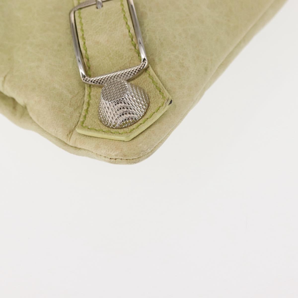 BALENCIAGA The Giant Envelope Bag Leather Silver Light Green 186182 Auth bs29813