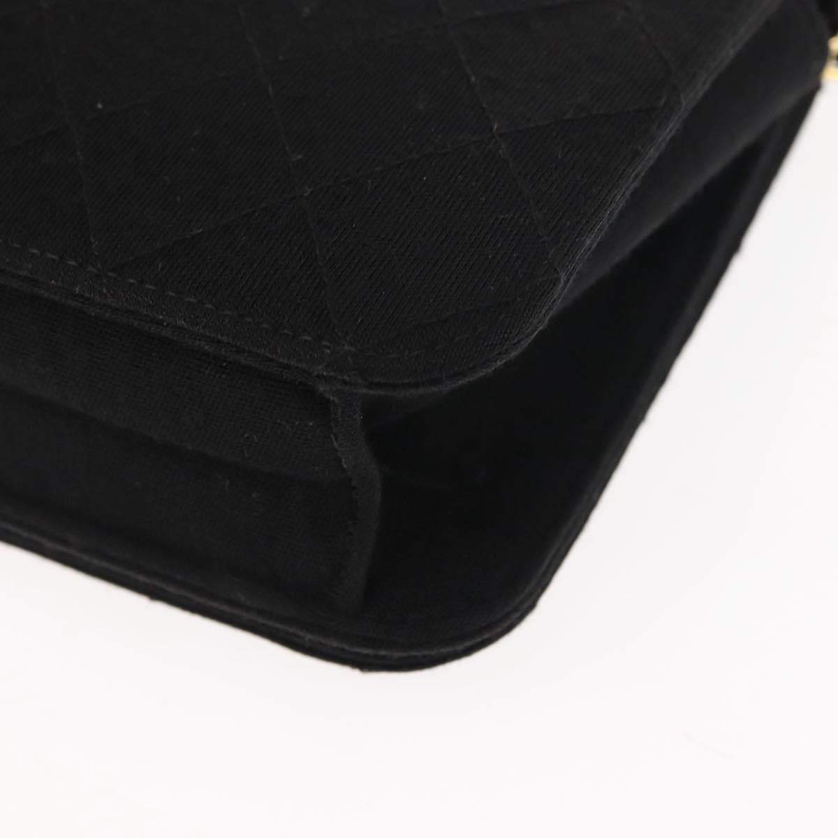 CHANEL Matelasse Chain Shoulder Bag cotton Black Gold CC Auth bs29814