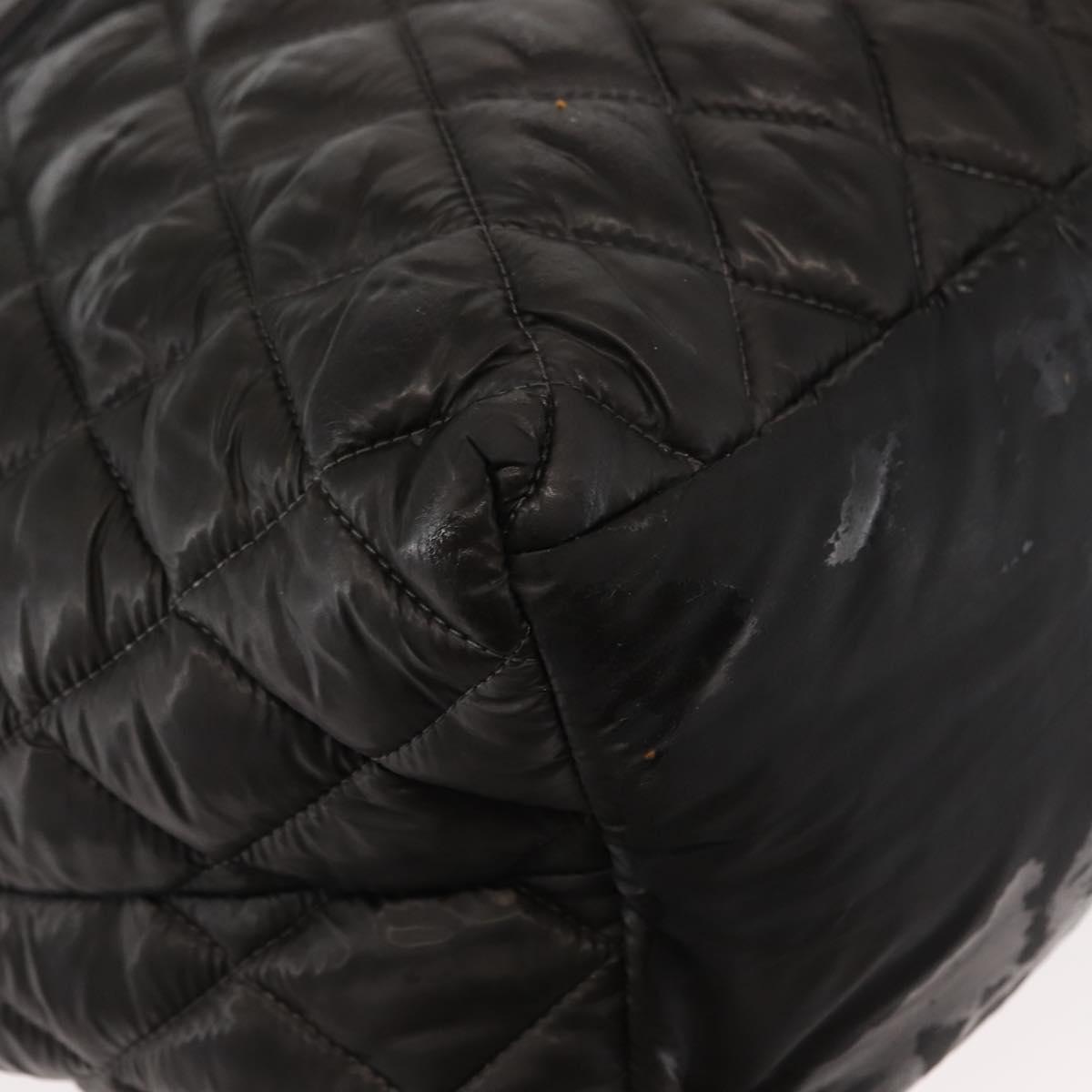 CHANEL Coco Cocoon Hand Bag Nylon Black Silver CC Auth bs29815