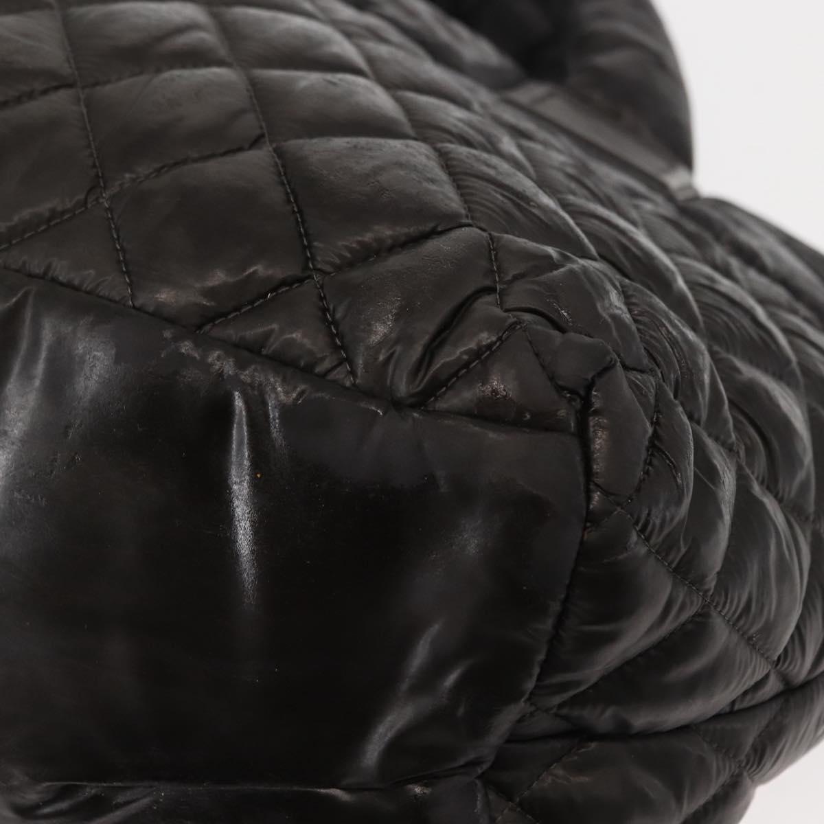 CHANEL Coco Cocoon Hand Bag Nylon Black Silver CC Auth bs29815