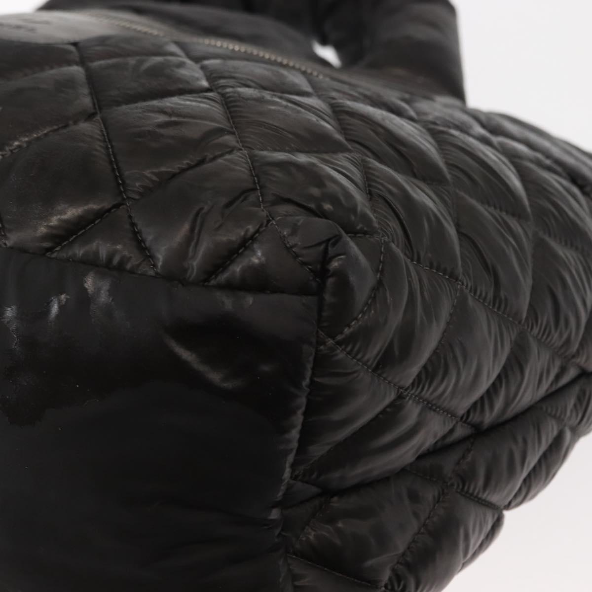 CHANEL Coco Cocoon Hand Bag Nylon Black Silver CC Auth bs29815