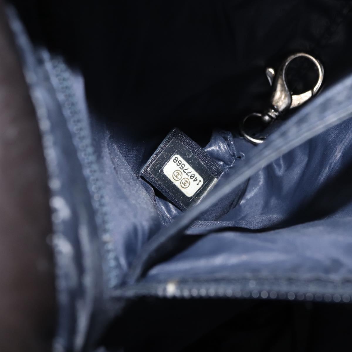 CHANEL Coco Cocoon Hand Bag Nylon Black Silver CC Auth bs29815