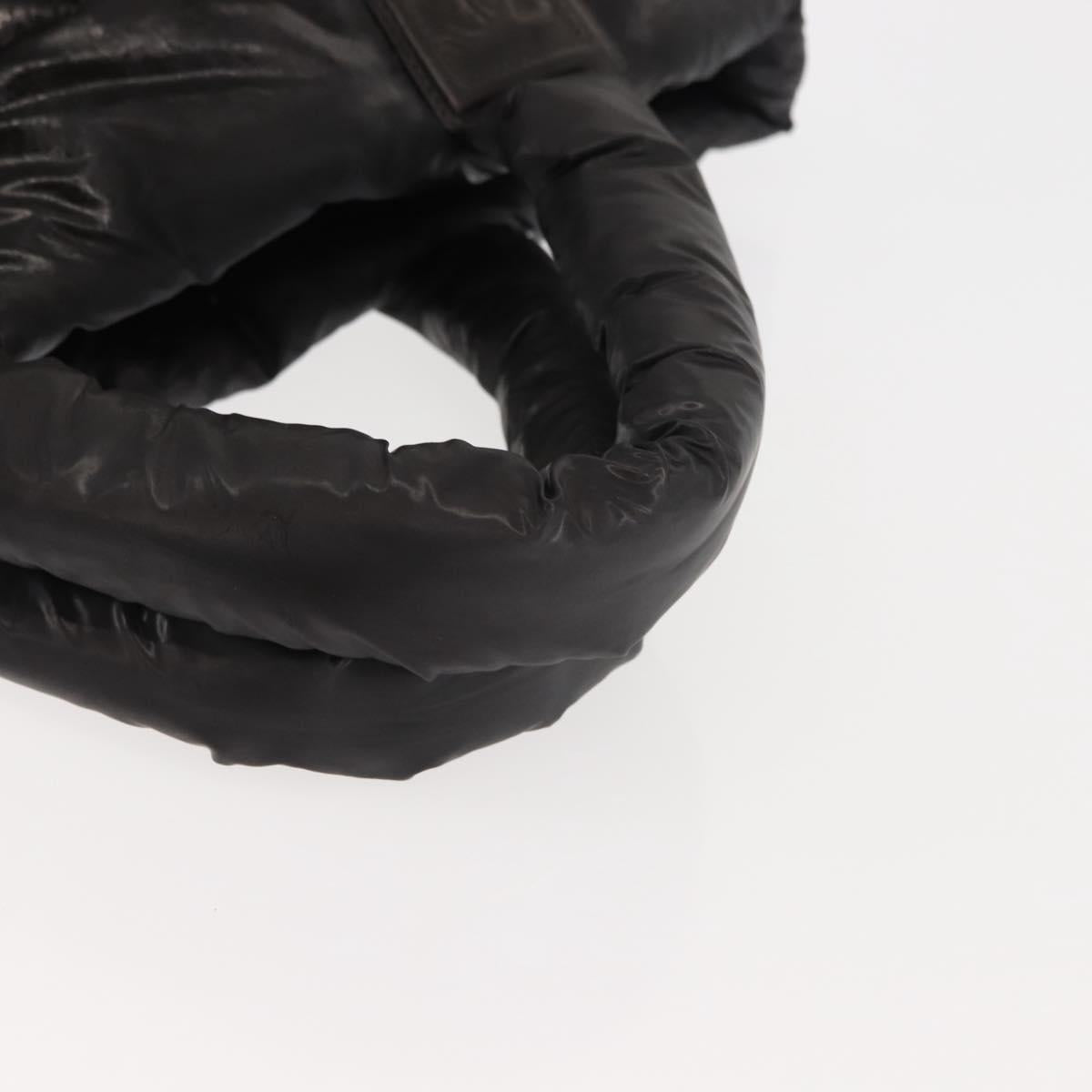CHANEL Coco Cocoon Hand Bag Nylon Black Silver CC Auth bs29815